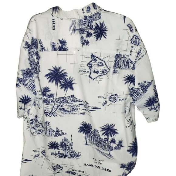 CT Hawaii Fashions Shirt Mens XL Cotton Poly Short Sleeve Chart Of Hawaiian Isl - Picture 2 of 7